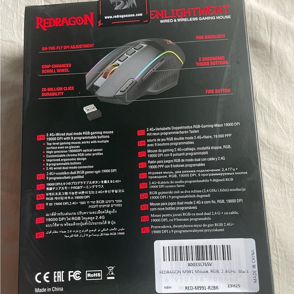 Redragon M991 Wireless Gaming Mouse, 19000 DPI Wired/Wireless Gamer Mouse - Picture 2 of 5